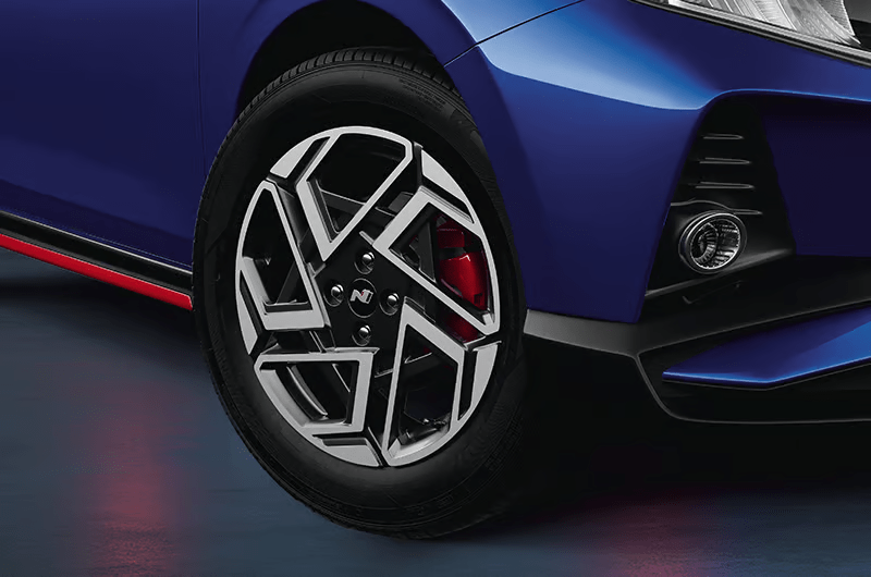Hyundai i20 N Line front disc brakes with red caliper